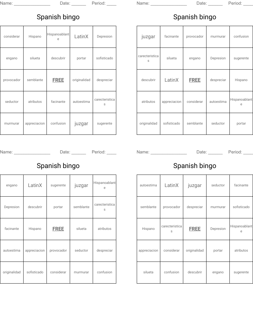 Spanish bingo 