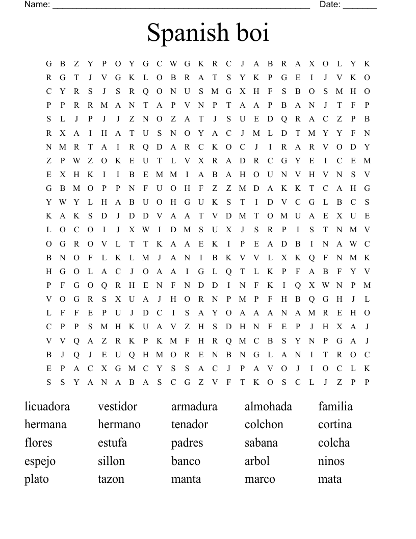 Spanish boi  Word Search