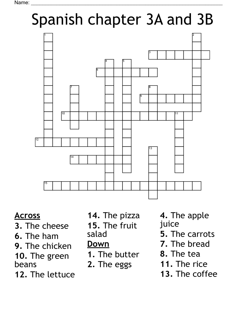 Spanish chapter 3A and 3B Crossword