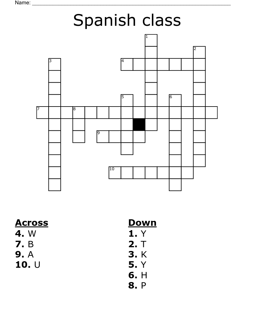 Spanish class Crossword
