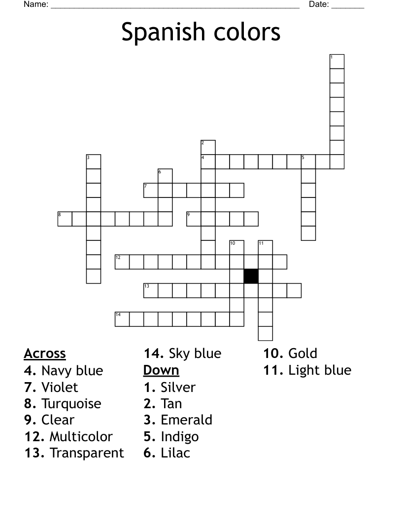 Spanish colors Crossword