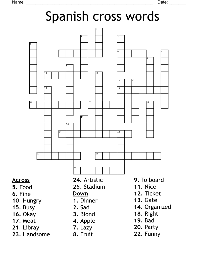 Spanish cross words