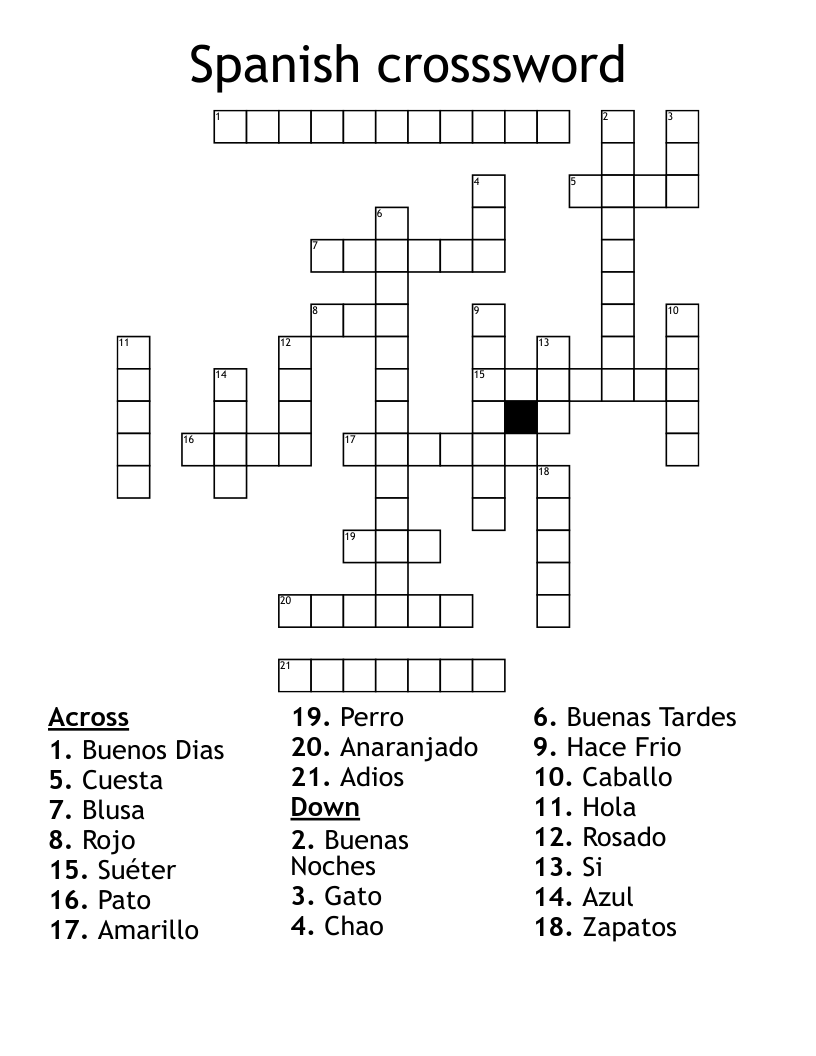 Spanish crosssword Crossword