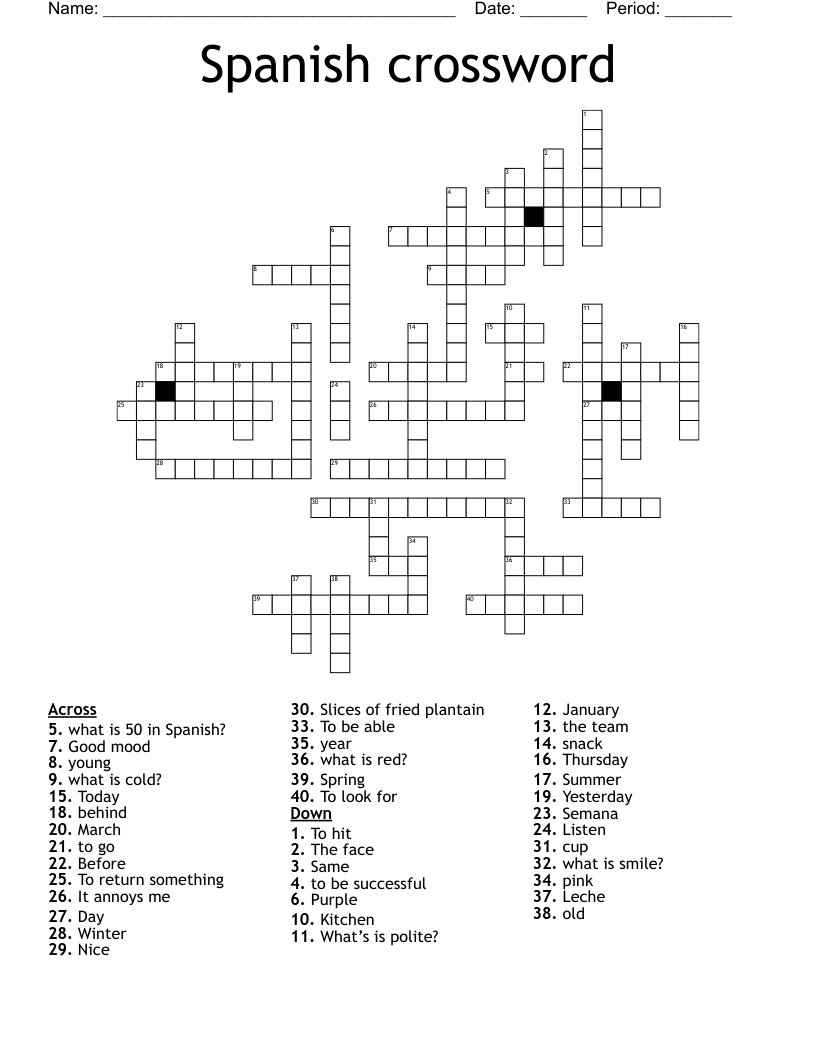 Spanish crossword
