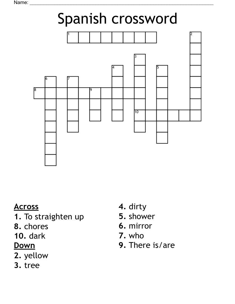 Spanish crossword