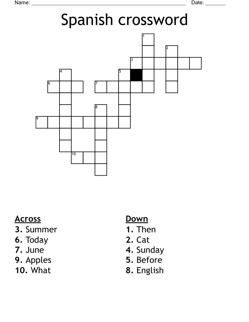 Spanish crossword