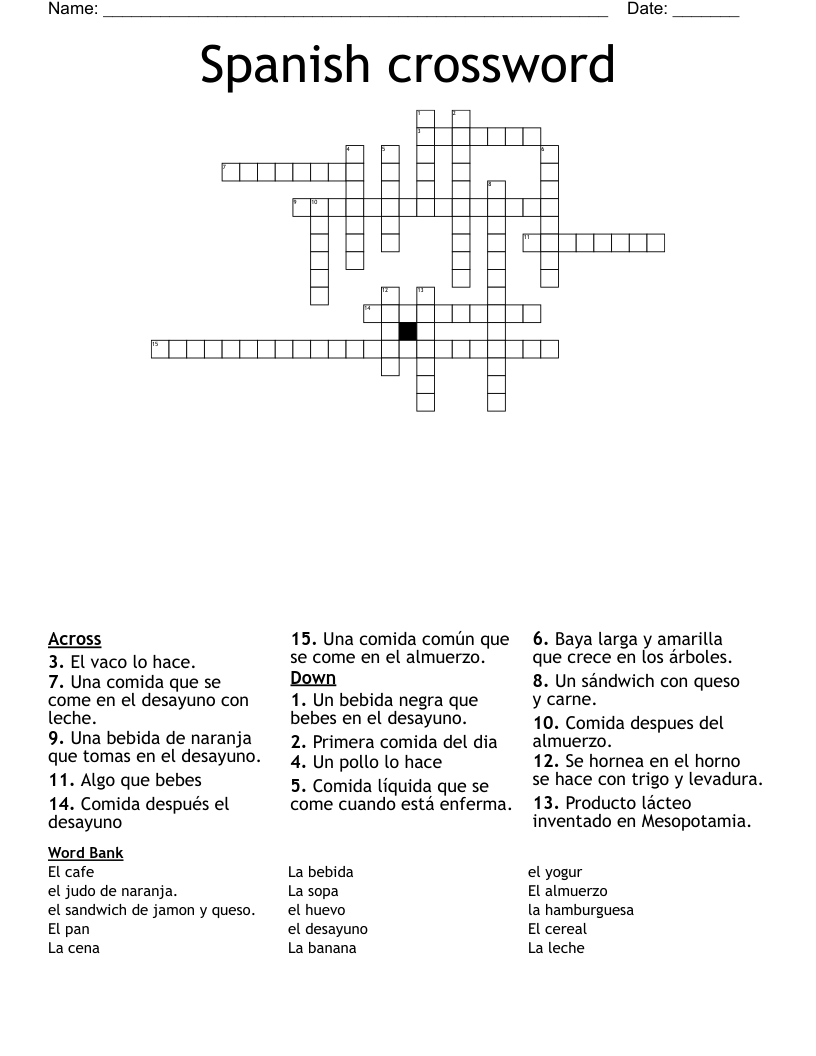 Spanish crossword
