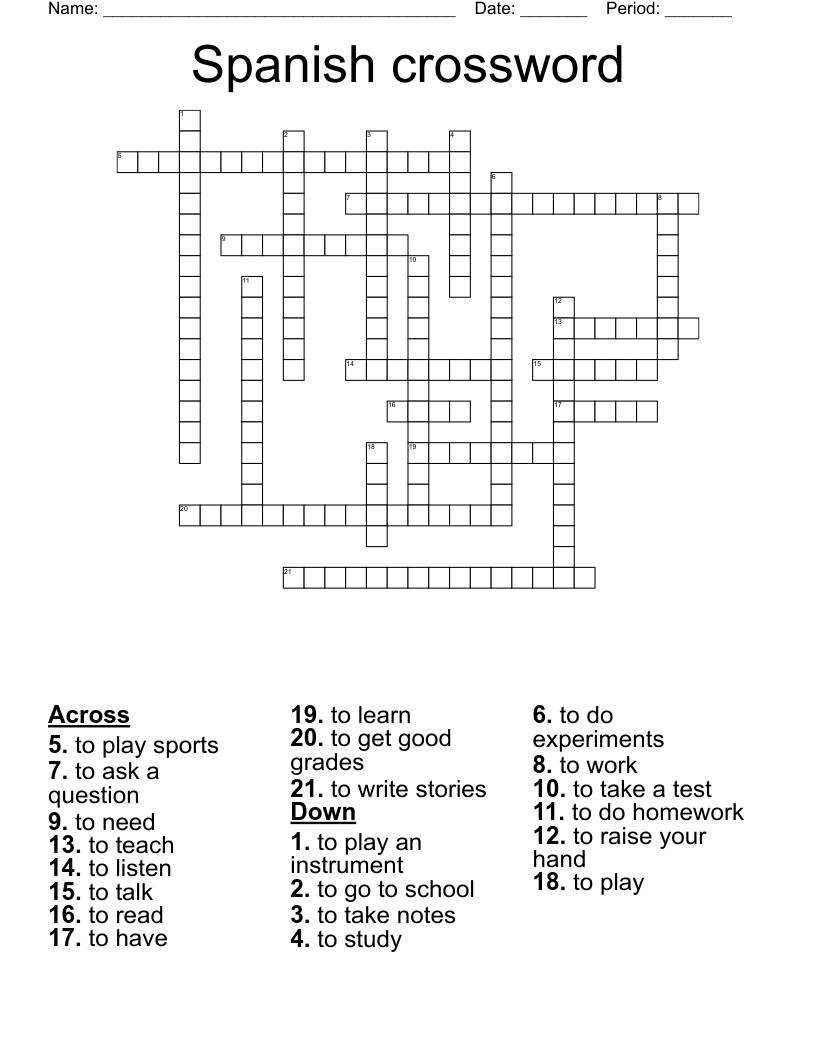 Spanish crossword