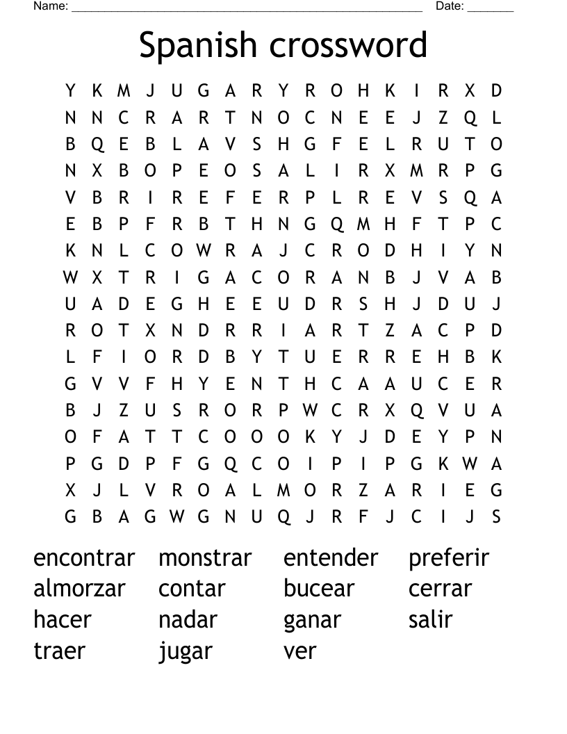 Spanish crossword Word Search