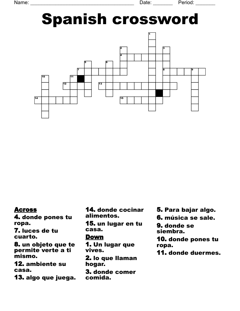 Spanish crossword