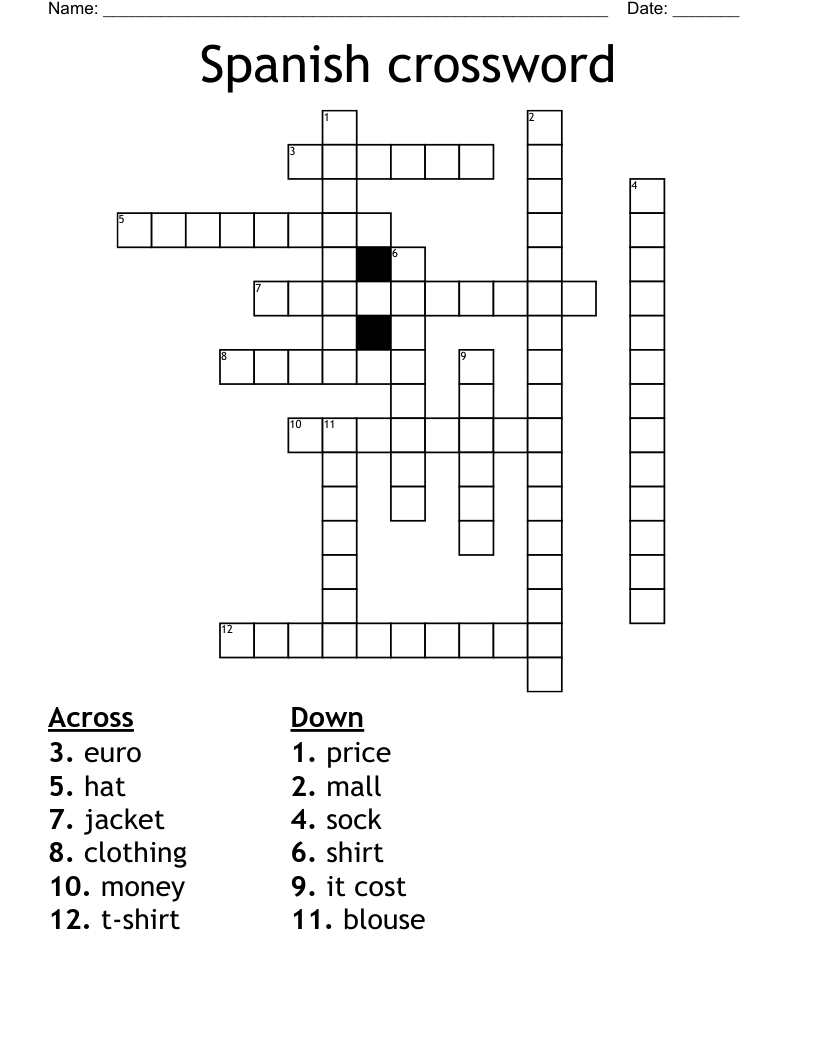 Spanish crossword