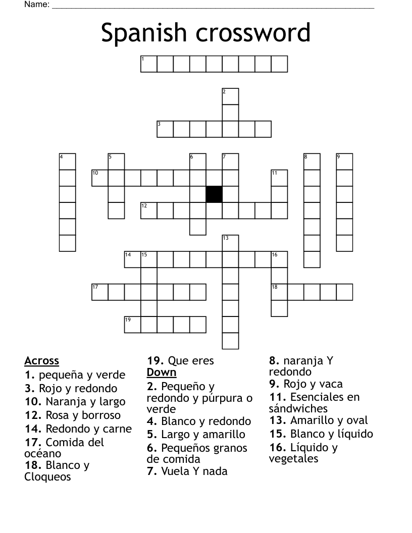 Spanish crossword