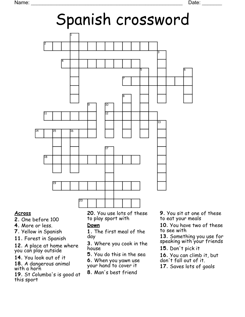 Spanish crossword
