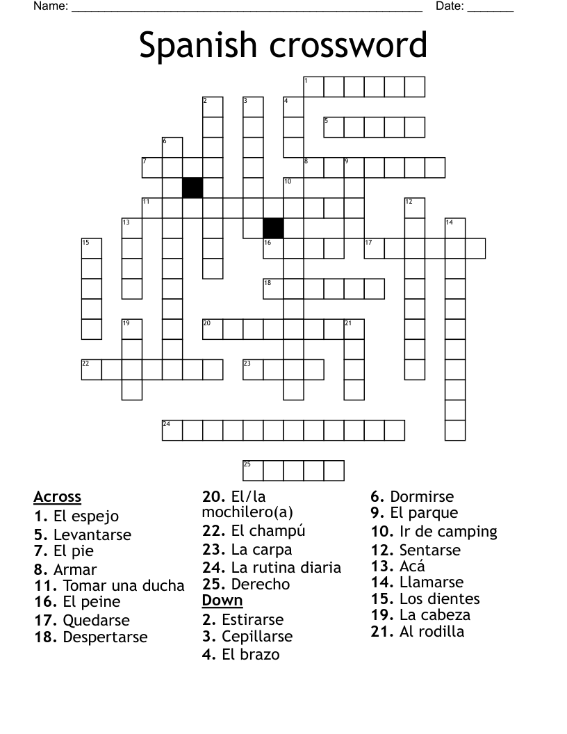 Spanish crossword