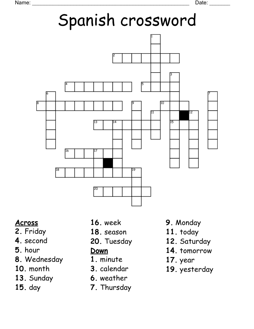 Spanish crossword