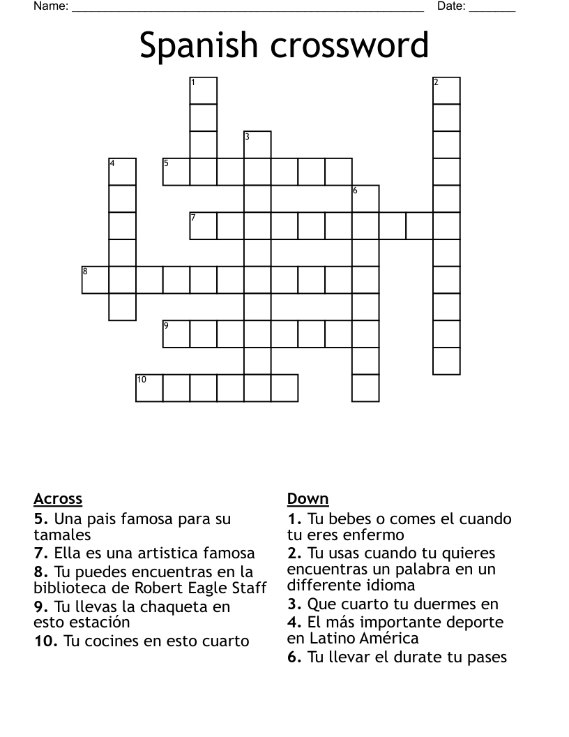 Spanish crossword