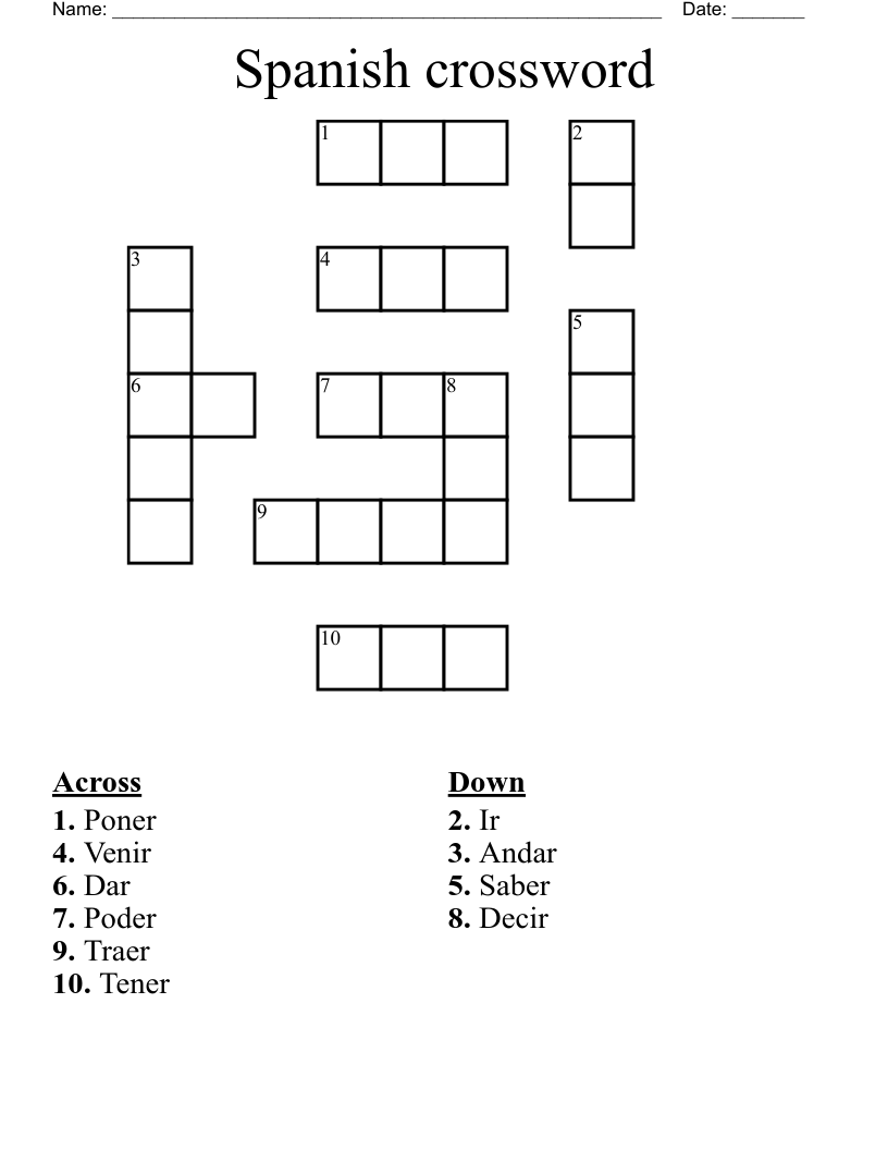 Spanish crossword 