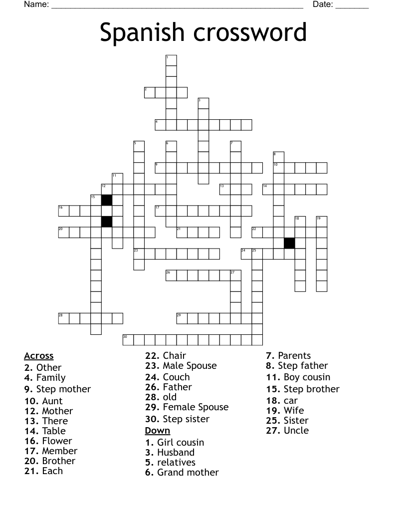 Spanish crossword 