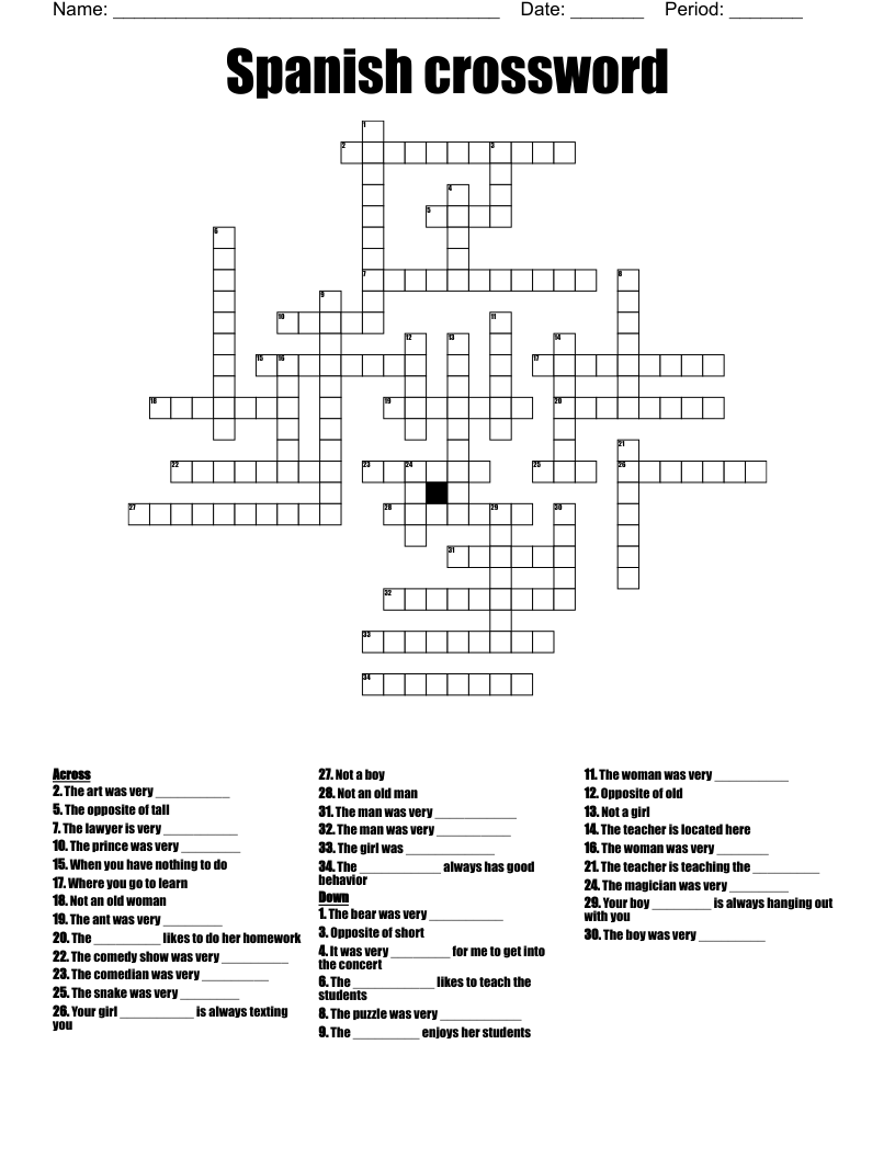 Spanish crossword 