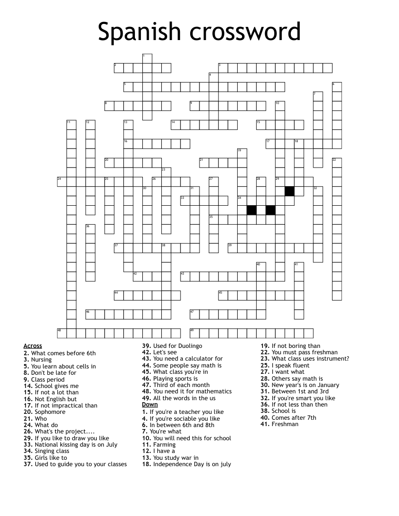 Spanish crossword 