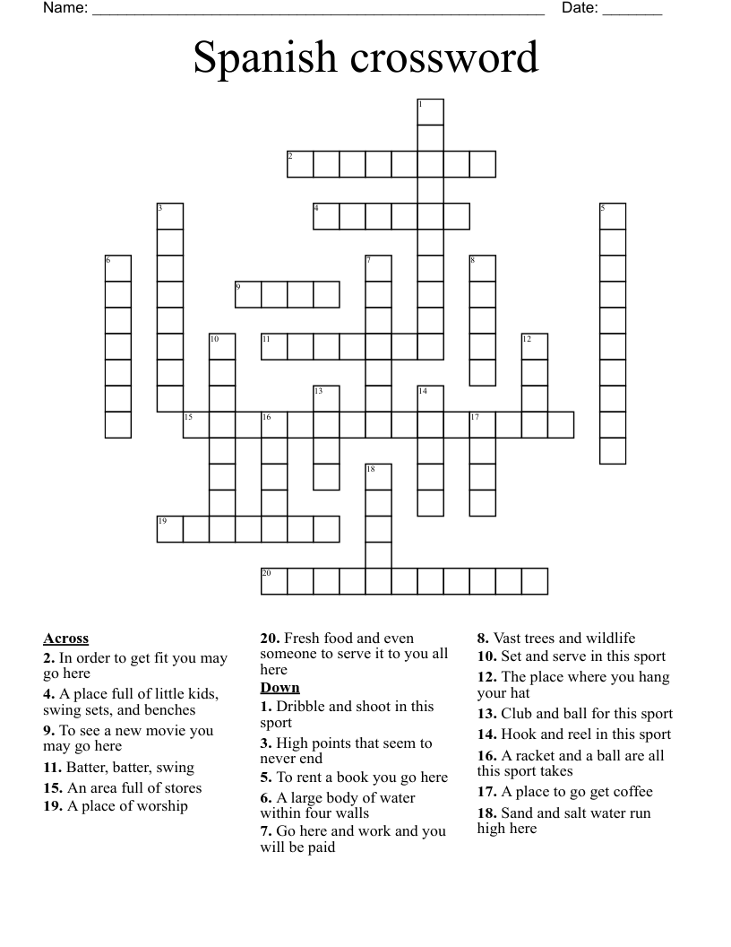 Spanish crossword 