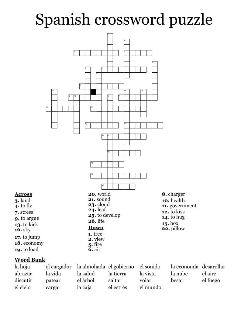 Spanish crossword puzzle
