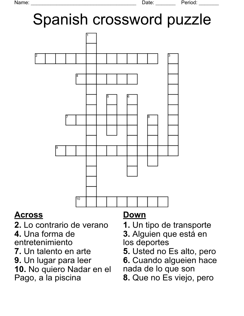 Spanish crossword puzzle