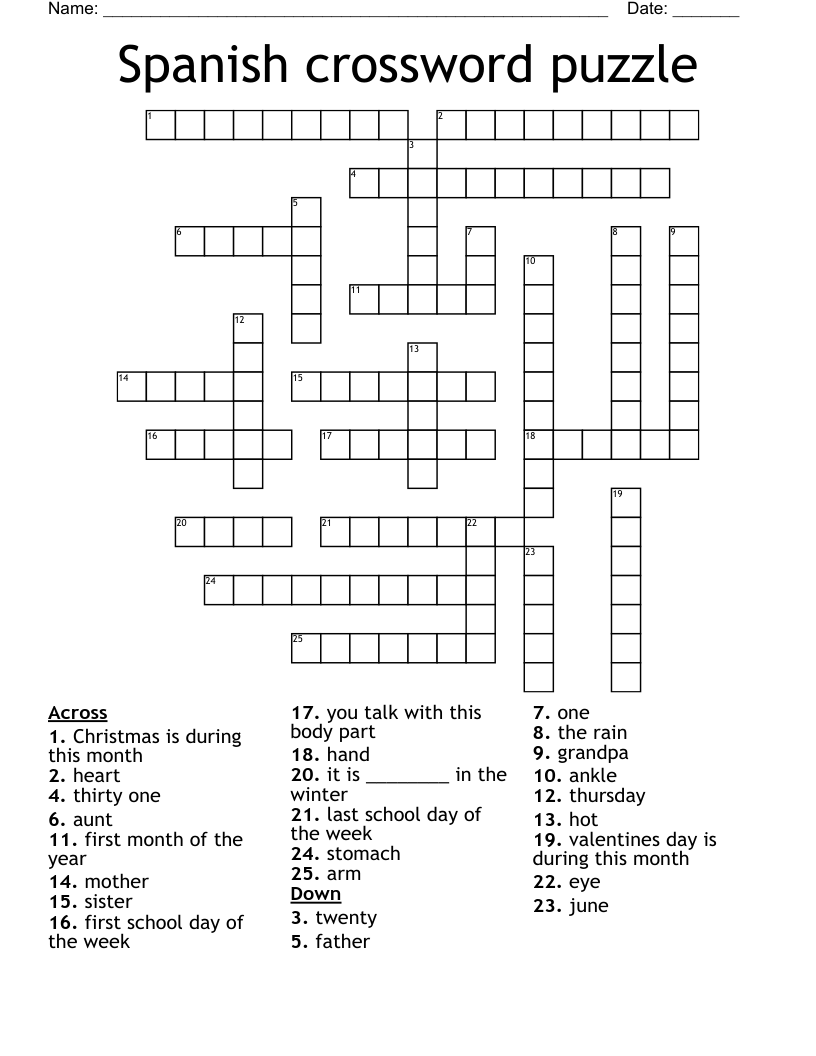 Spanish crossword puzzle