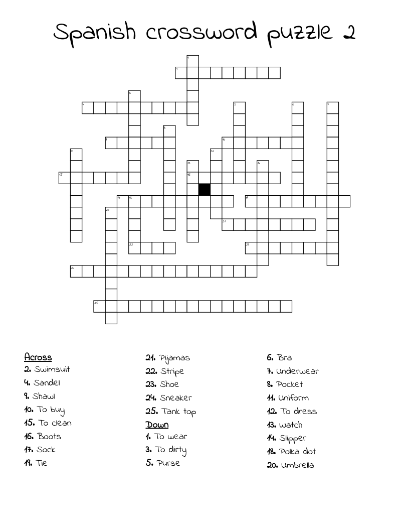 Spanish crossword puzzle 2