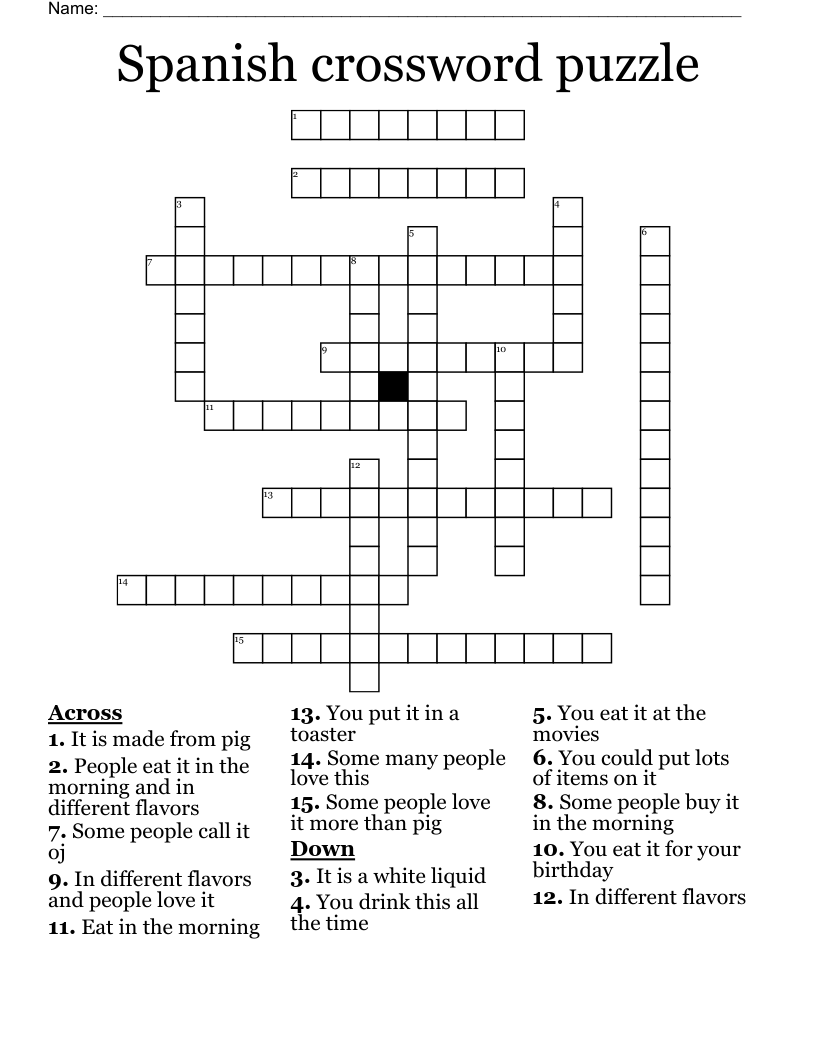 Spanish crossword puzzle