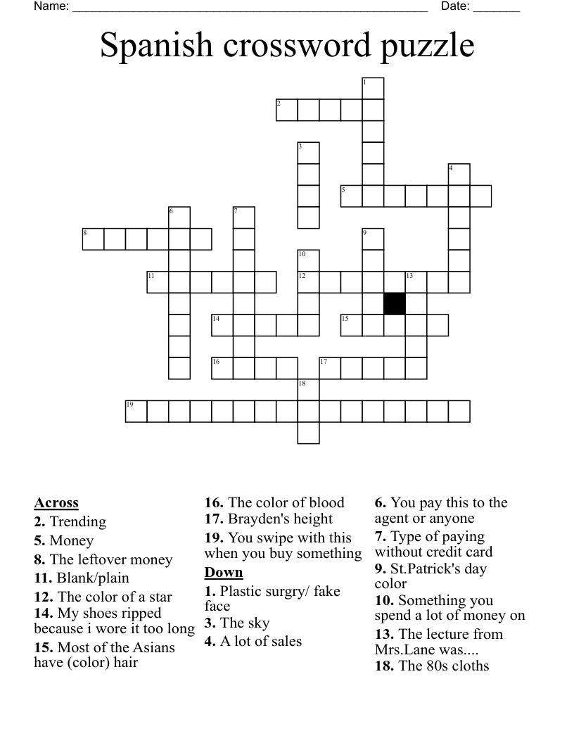 Spanish crossword puzzle