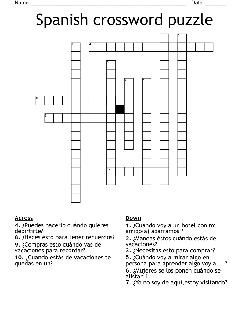 Spanish crossword puzzle 