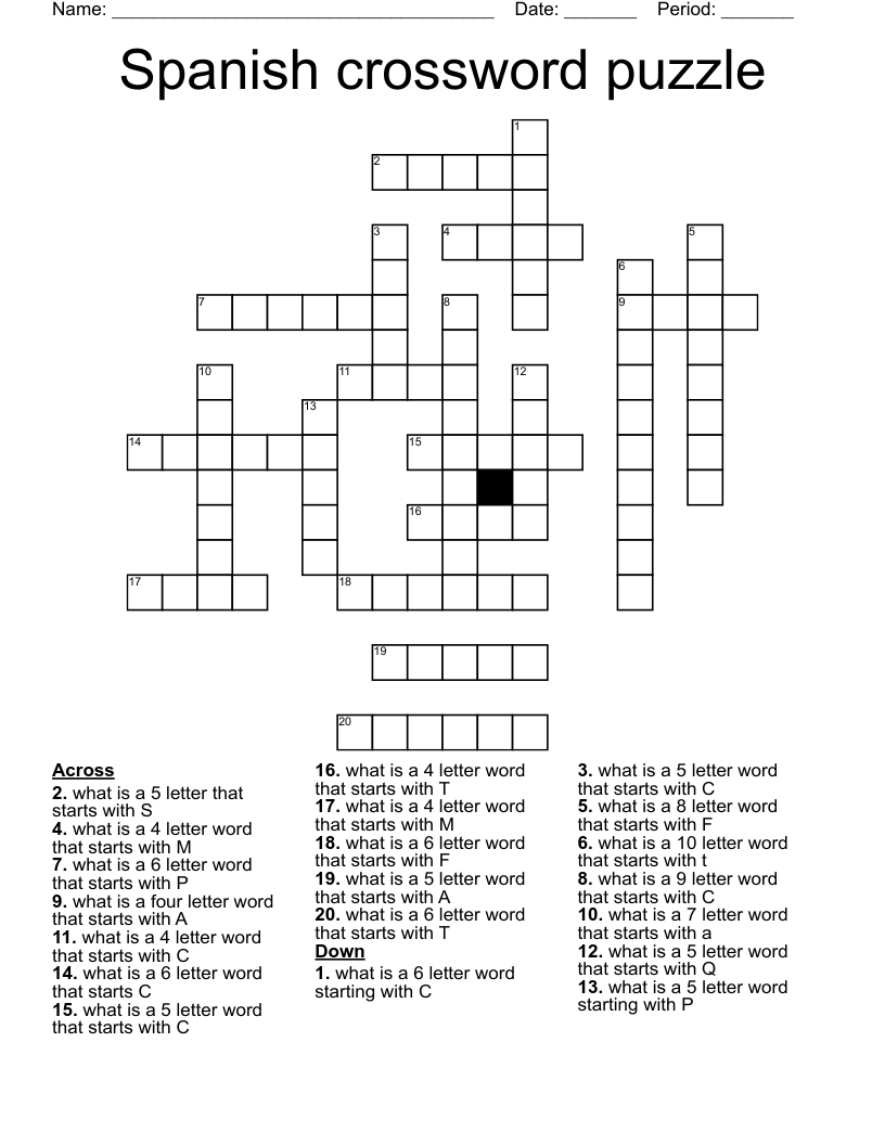 Spanish crossword puzzle 