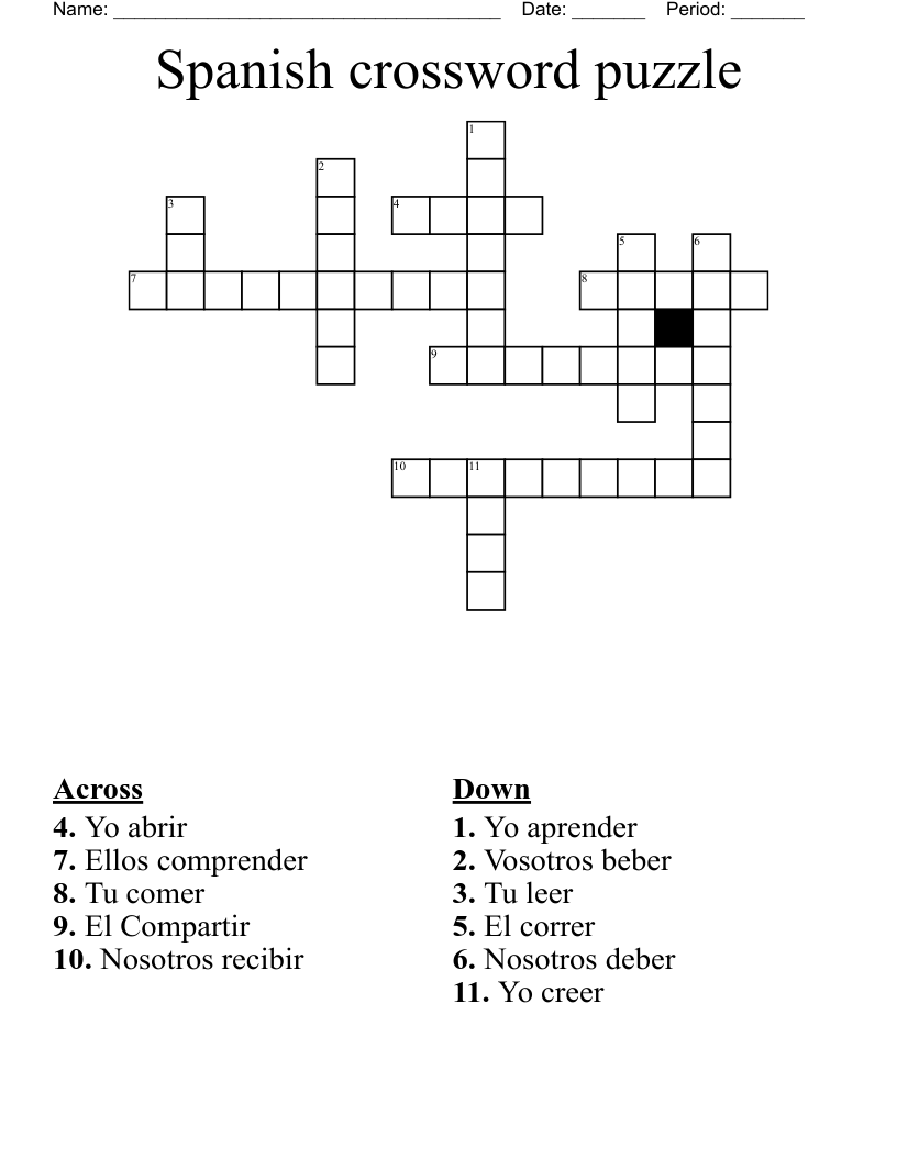 Spanish crossword puzzle 