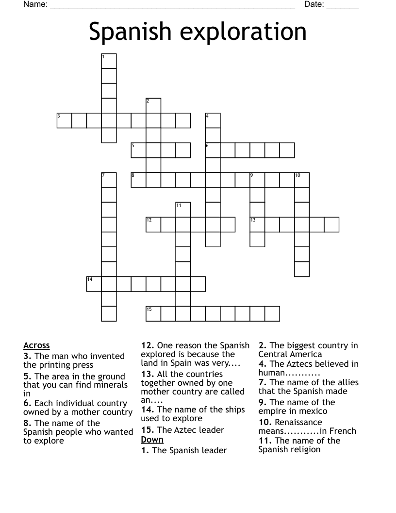 Spanish exploration  Crossword