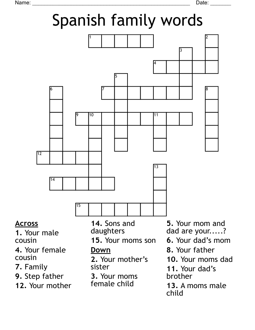 Spanish family words  Crossword