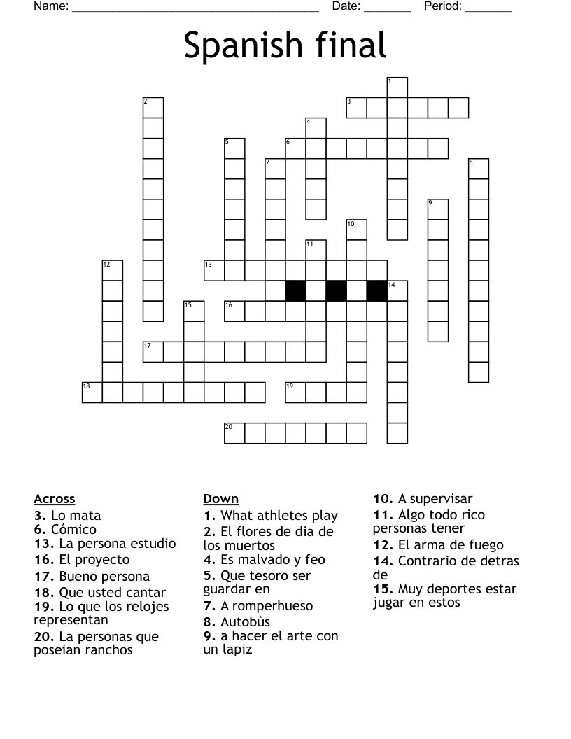Spanish final Crossword