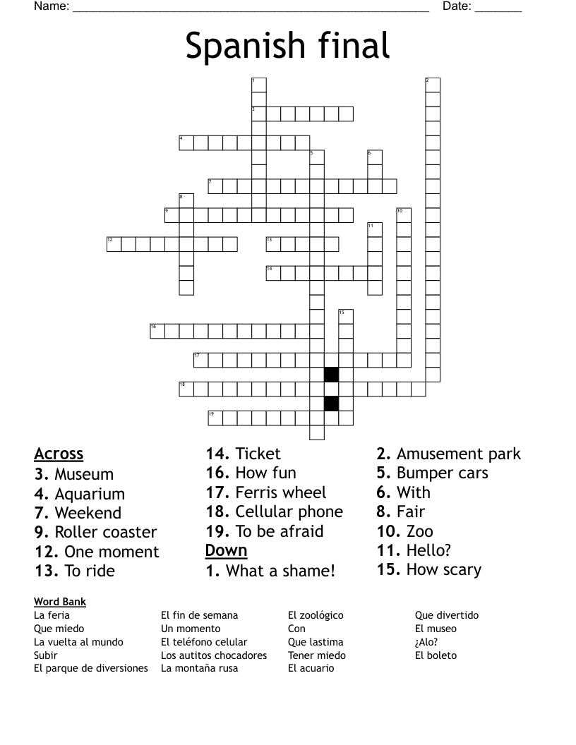 Spanish final  Crossword