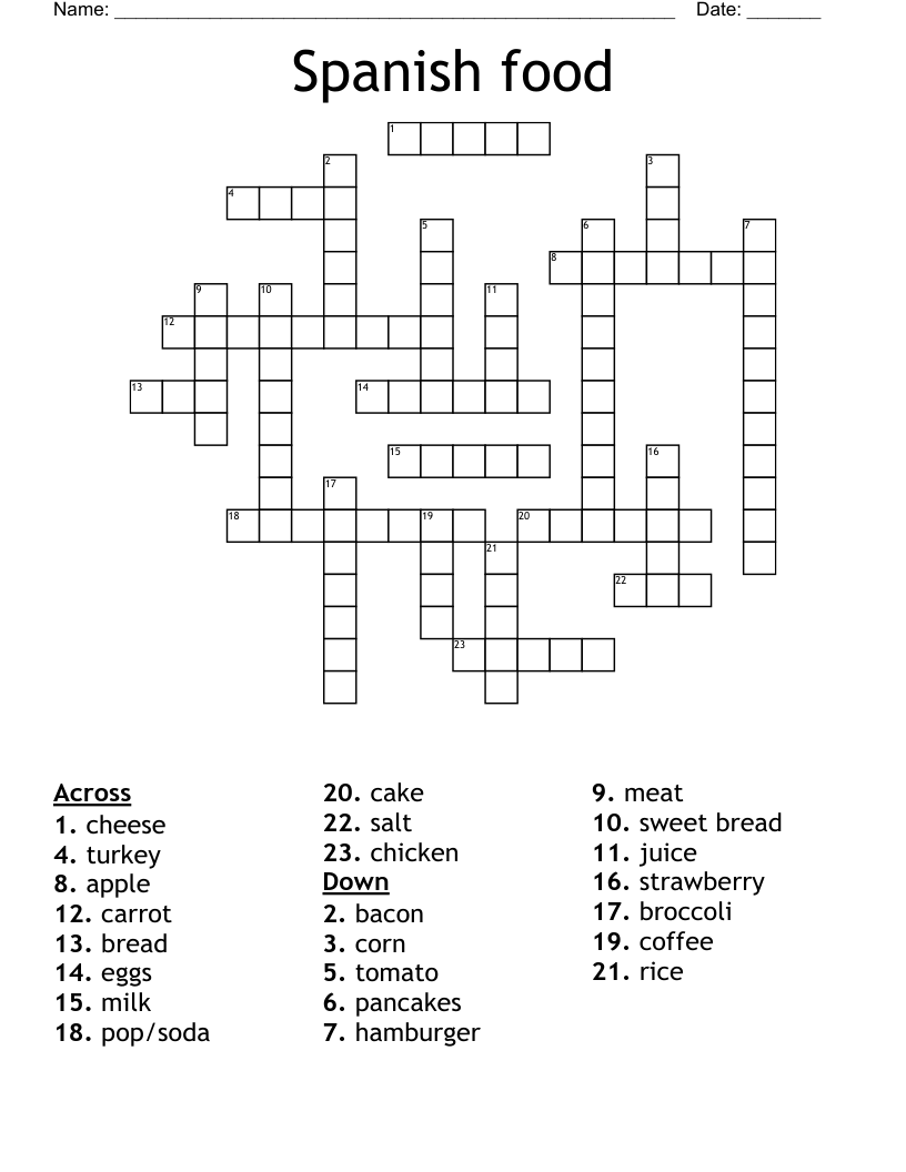Spanish food Crossword