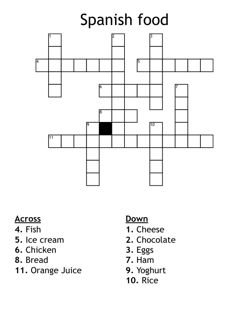 Spanish food Crossword