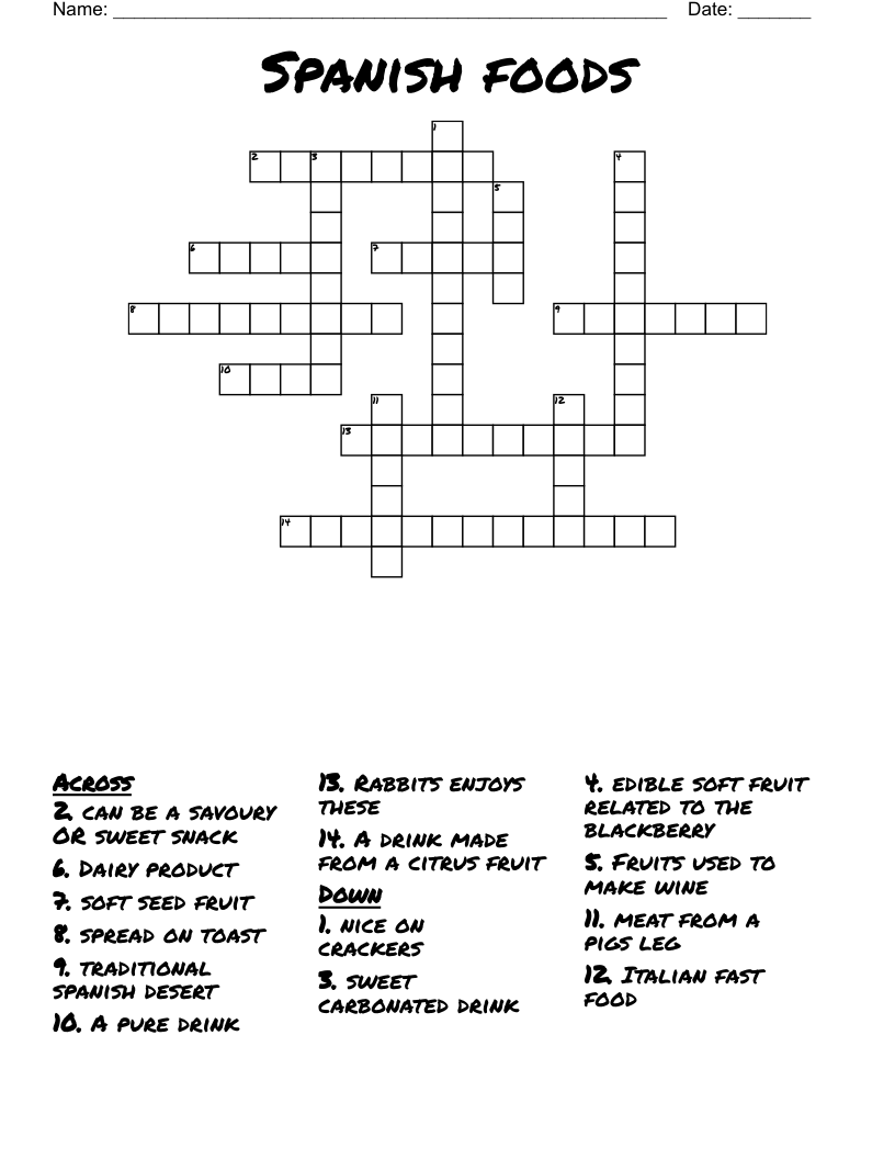 Spanish foods Crossword