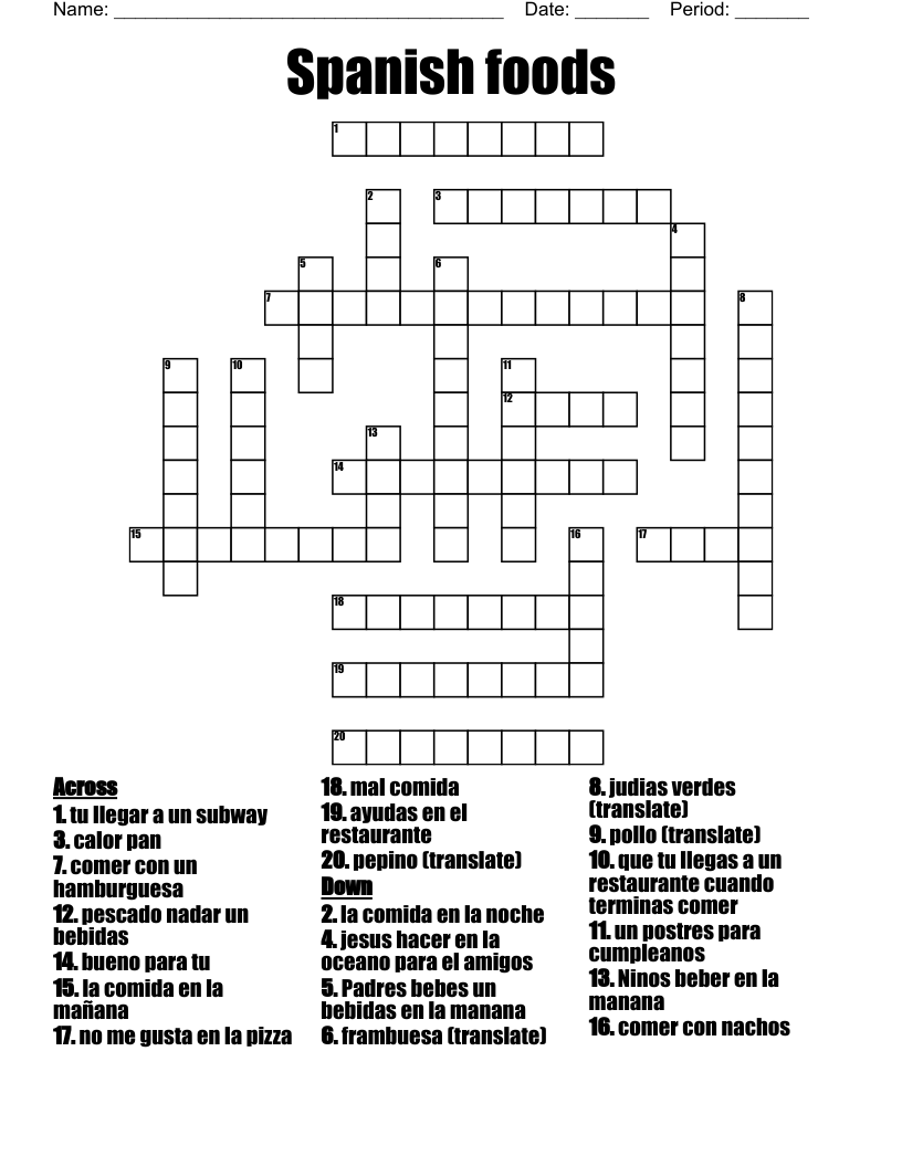Spanish foods Crossword