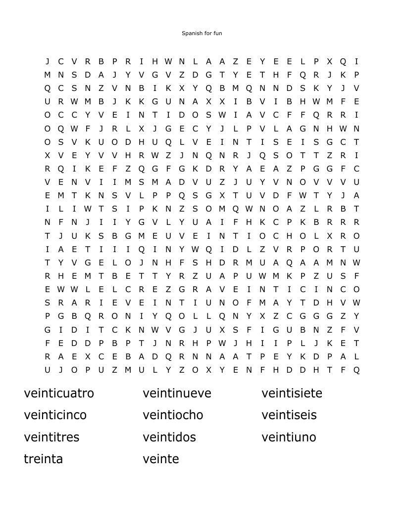 Spanish for fun                                                                                                                                                         Word Search
