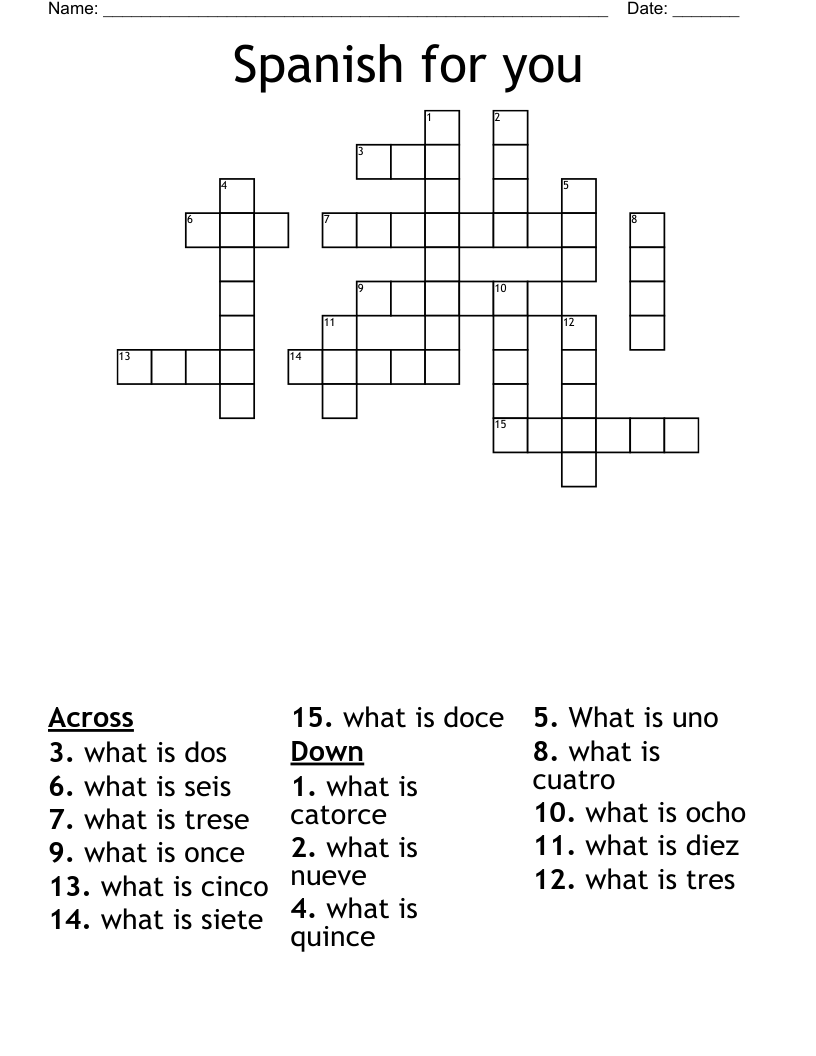 Spanish for you Crossword