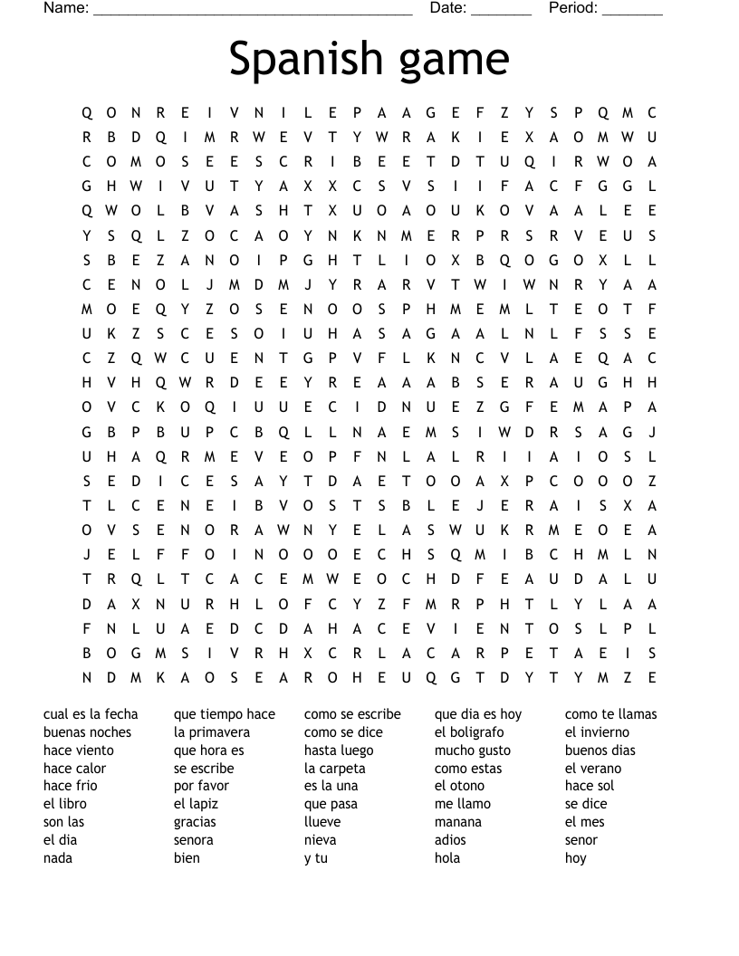 Spanish game Word Search