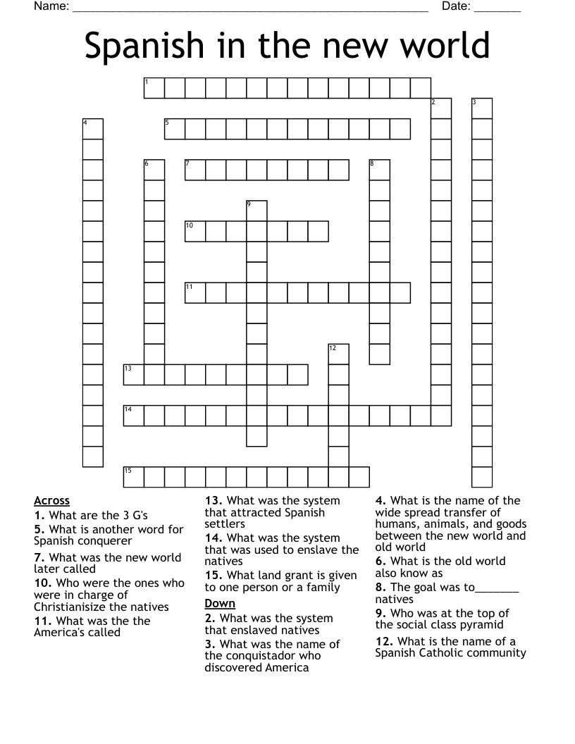 Spanish in the new world Crossword