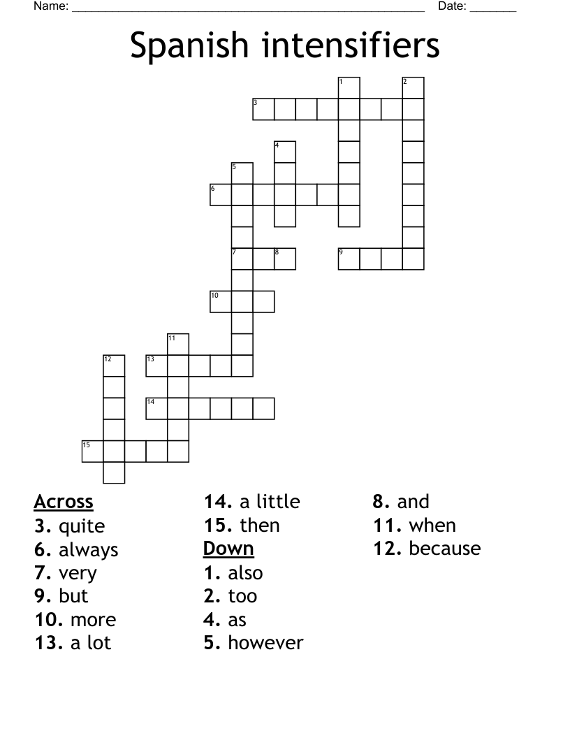 Spanish intensifiers Crossword