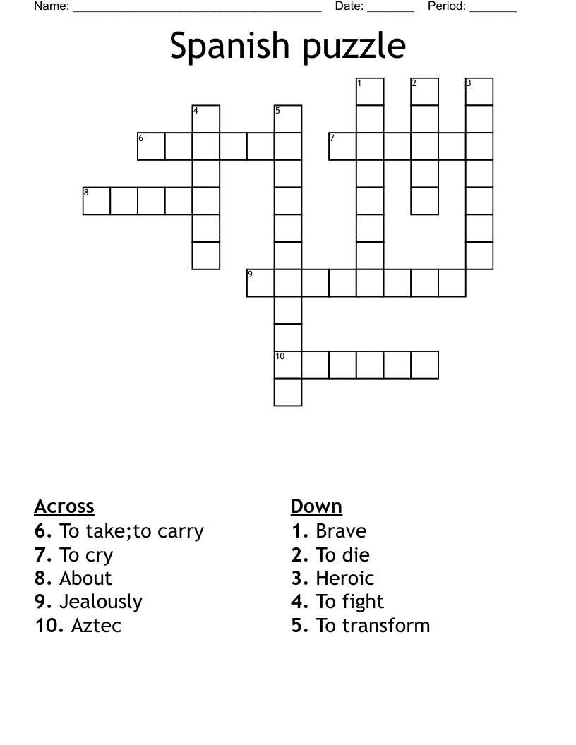 Spanish puzzle Crossword