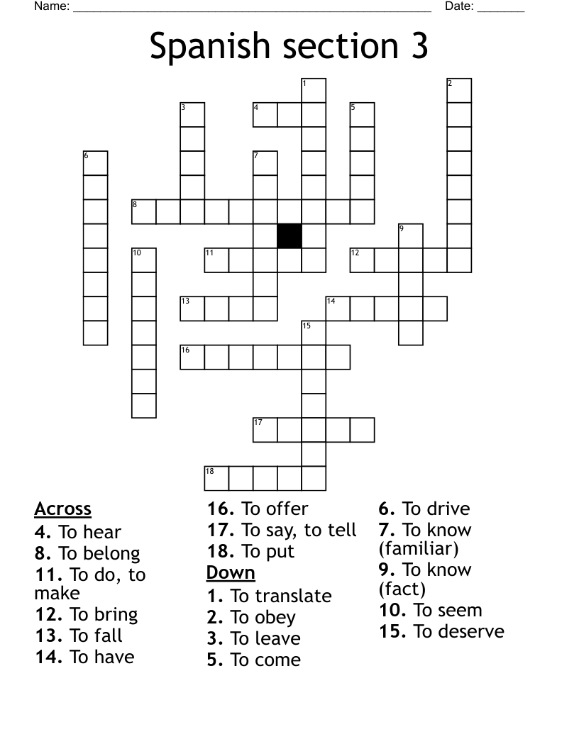 Spanish section 3 Crossword