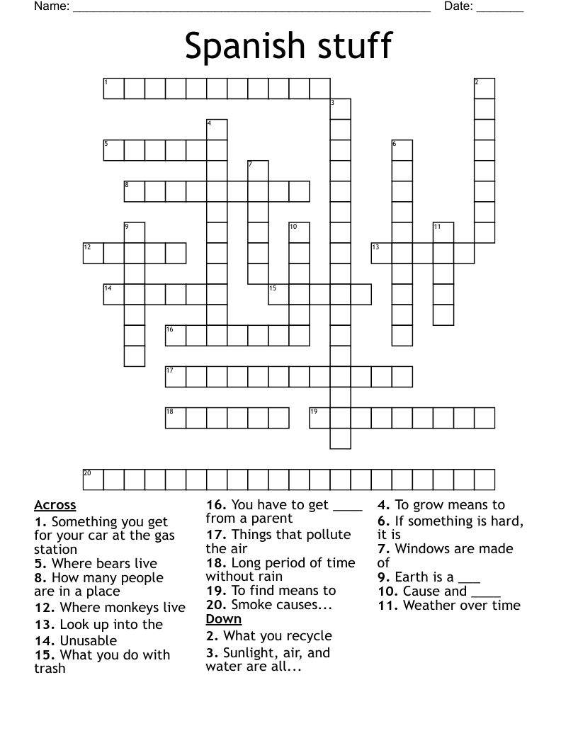 Spanish stuff Crossword